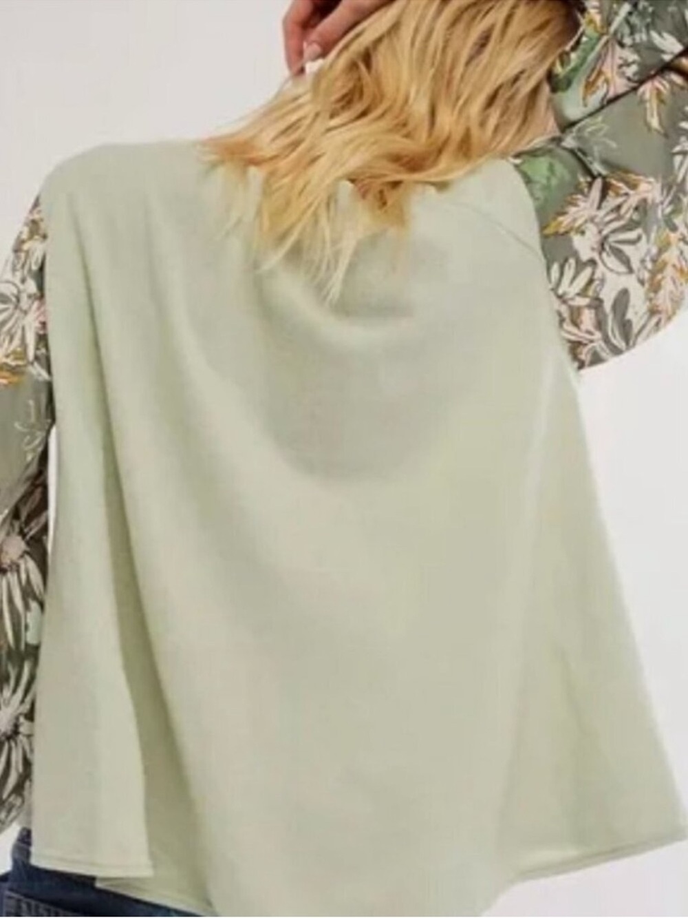 Free People Picking Petals Top Sage Green Combo Large Pintuck Fairy Garden - Picture 2 of 6